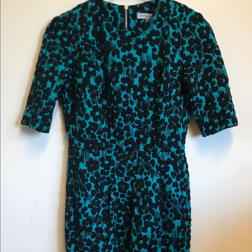 Danny and Nicole Raised Floral Wrap Blue Dress 6P